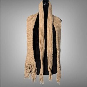 Two tan crochet scarves